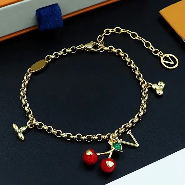 New fruit red cherry accessories bracelet titanium steel pendant clavicle chain simple earrings light luxury jewelry