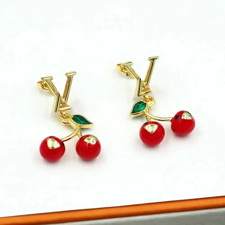 New fruit red cherry accessories bracelet titanium steel pendant clavicle chain simple earrings light luxury jewelry