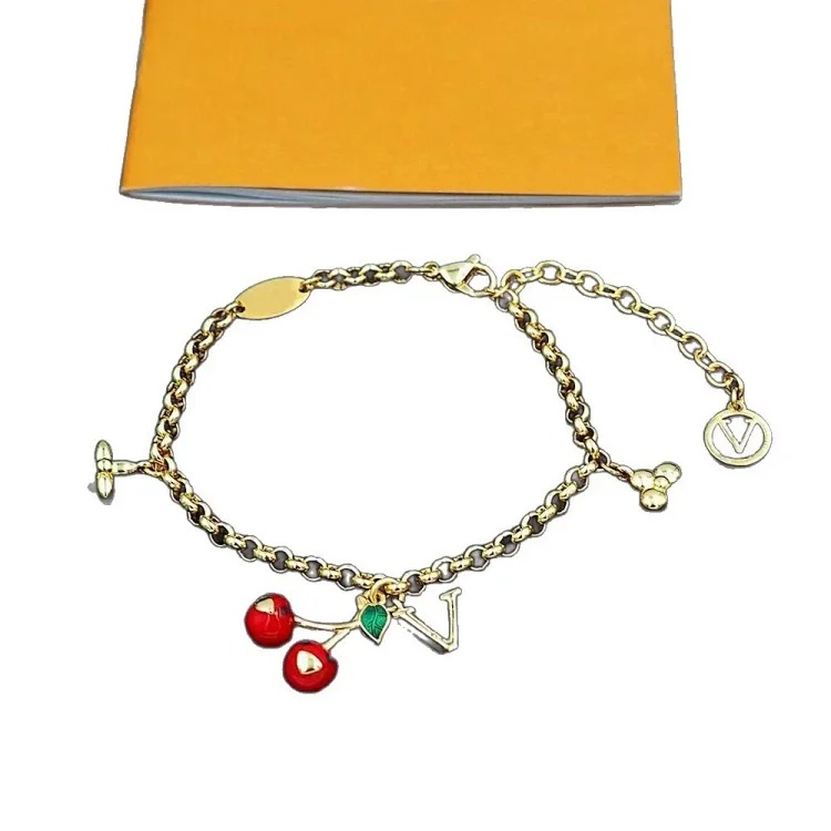 New fruit red cherry accessories bracelet titanium steel pendant clavicle chain simple earrings light luxury jewelry