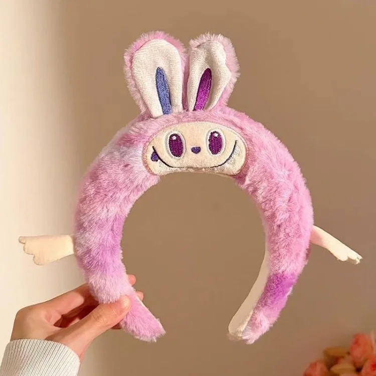 Cute labubu funny headband for women to wash their face and play cartoon headband hairpin internet celebrity hair accessories new hair bundle headwear