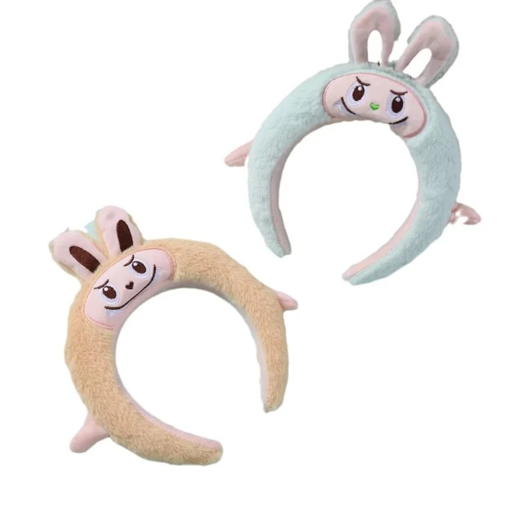 Cute labubu funny headband for women to wash their face and play cartoon headband hairpin internet celebrity hair accessories new hair bundle headwear