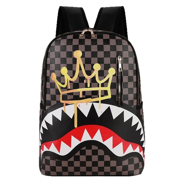 Student business school bag camouflage shark printable logo large capacity waterproof backpack anime cross-border backpack
