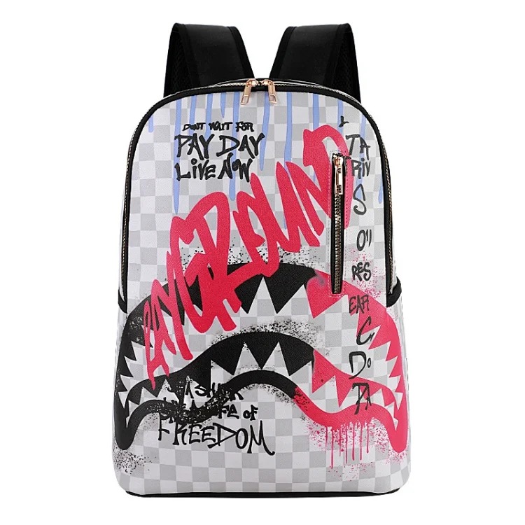 Student business school bag camouflage shark printable logo large capacity waterproof backpack anime cross-border backpack