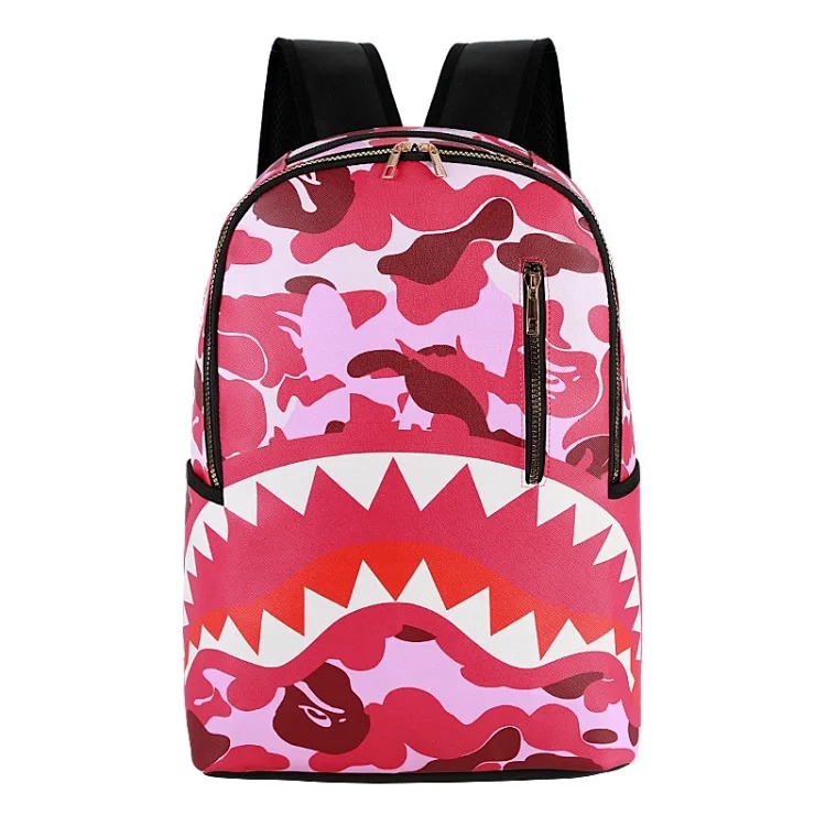 Student business school bag camouflage shark printable logo large capacity waterproof backpack anime cross-border backpack
