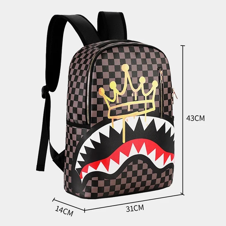Student business school bag camouflage shark printable logo large capacity waterproof backpack anime cross-border backpack