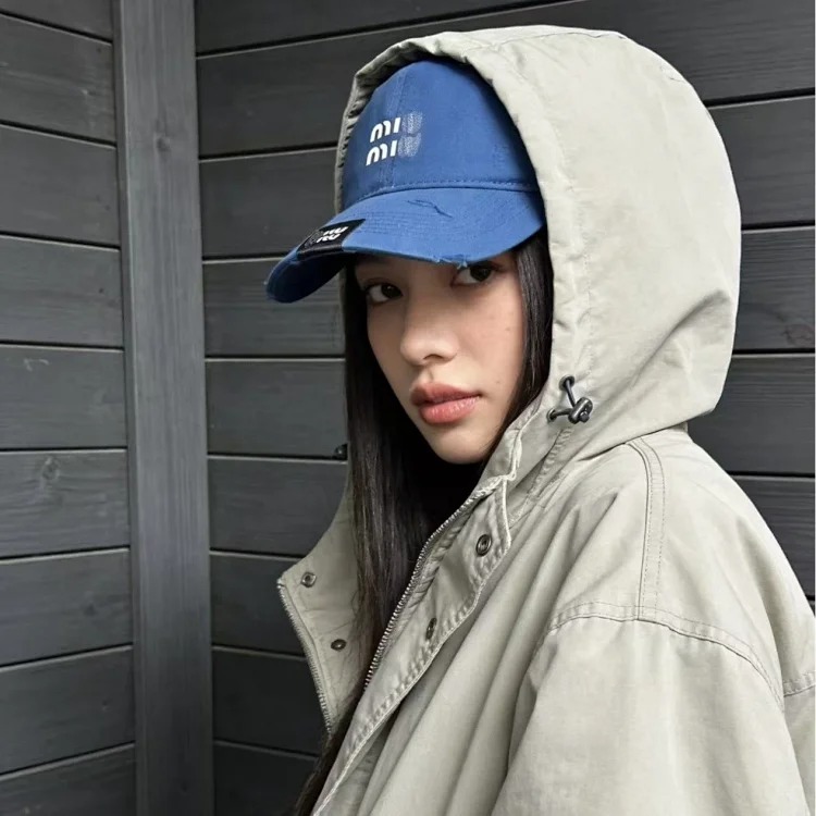 Mi letter baseball cap women's casual ins new Korean style couple sun hat embroidery versatile sun protection peaked cap