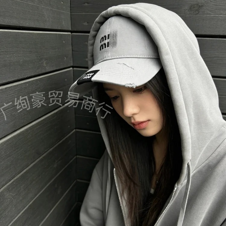 Mi letter baseball cap women's casual ins new Korean style couple sun hat embroidery versatile sun protection peaked cap