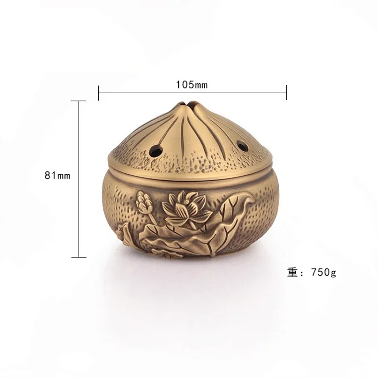 Pure brass lotus stove household Zen ornaments incense burner antique sandalwood stove incense line incense plate incense burner wholesale image 2