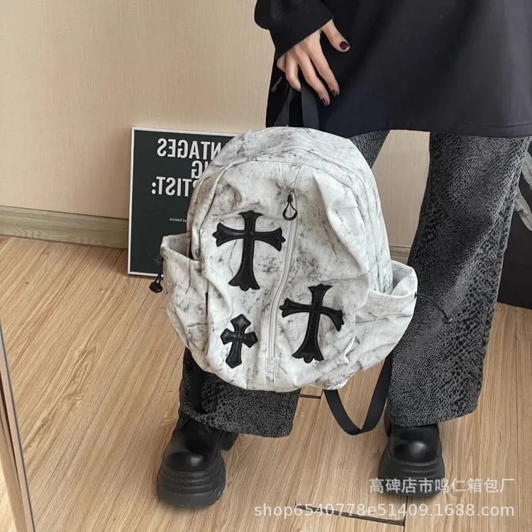 Homemade original cross versatile school bag college students junior high school students backpack large capacity durable student backpack