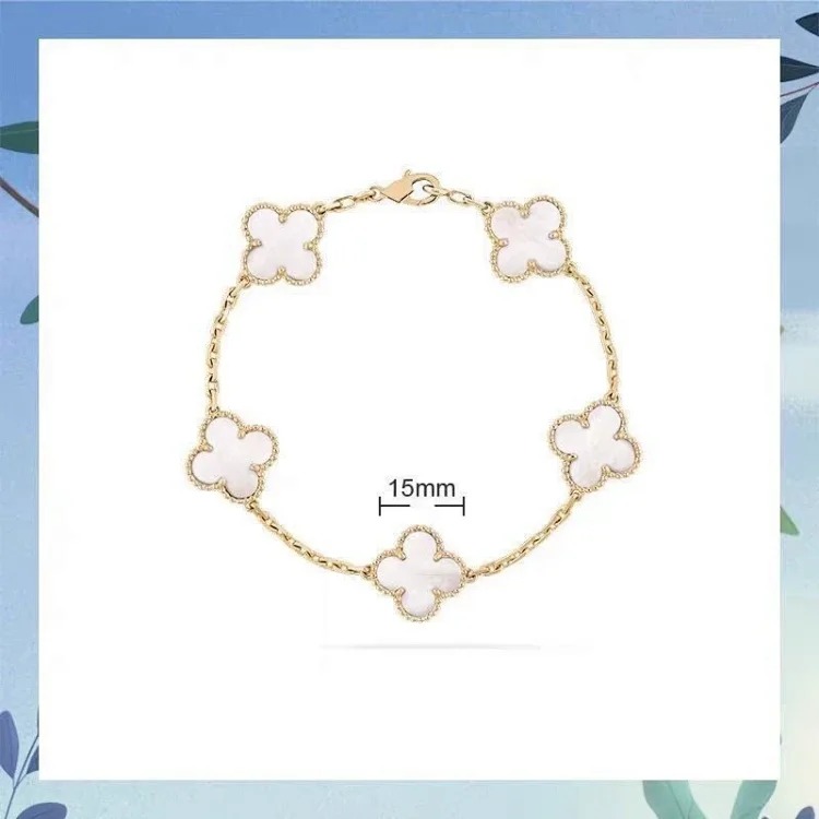 High V gold bracelet rose gold red agate white mother-of-pearl diamond bracelet