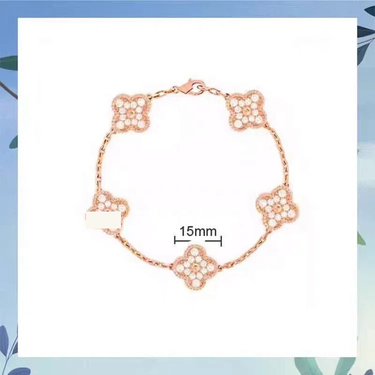 High V gold bracelet rose gold red agate white mother-of-pearl diamond bracelet
