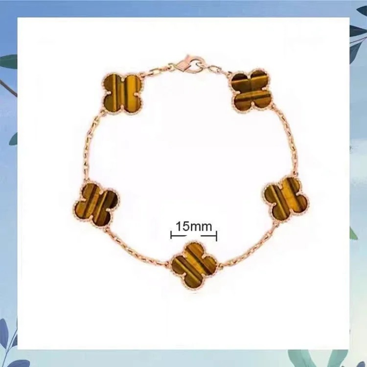 High V gold bracelet rose gold red agate white mother-of-pearl diamond bracelet