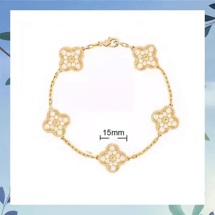 High V gold bracelet rose gold red agate white mother-of-pearl diamond bracelet