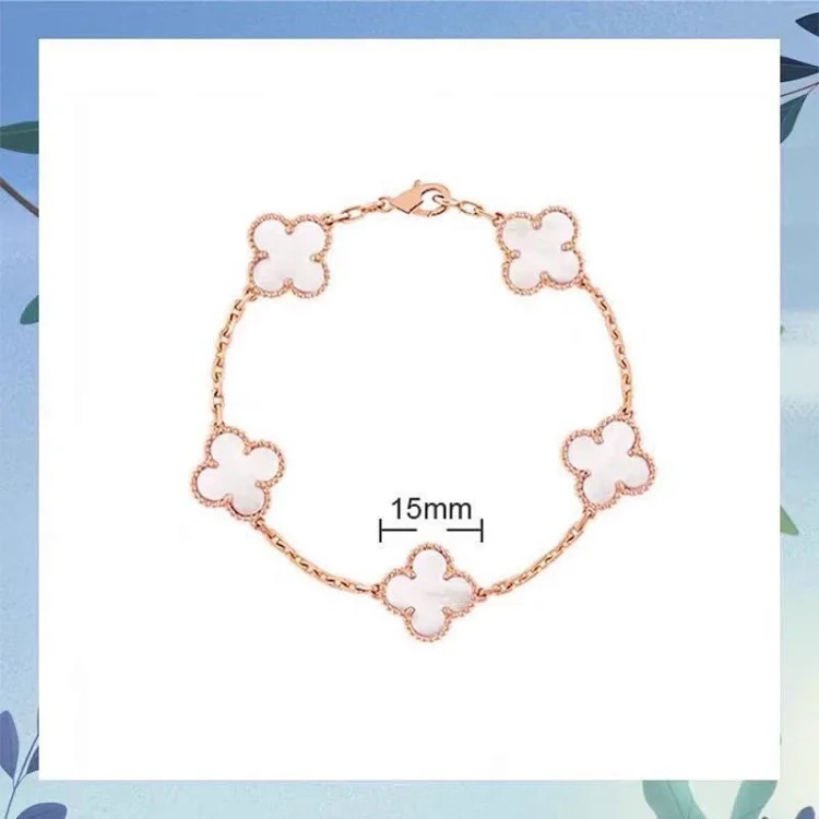 High V gold bracelet rose gold red agate white mother-of-pearl diamond bracelet