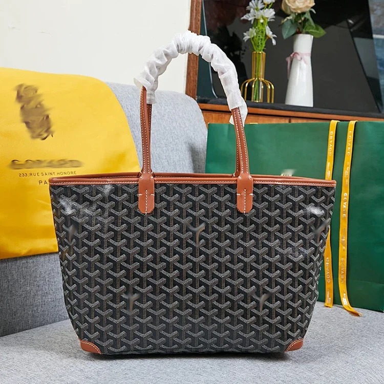 Zippered Goyaiste shoulder bag, versatile dog tooth classic tote bag, shopping bag, medium Goya handbag, vegetable basket