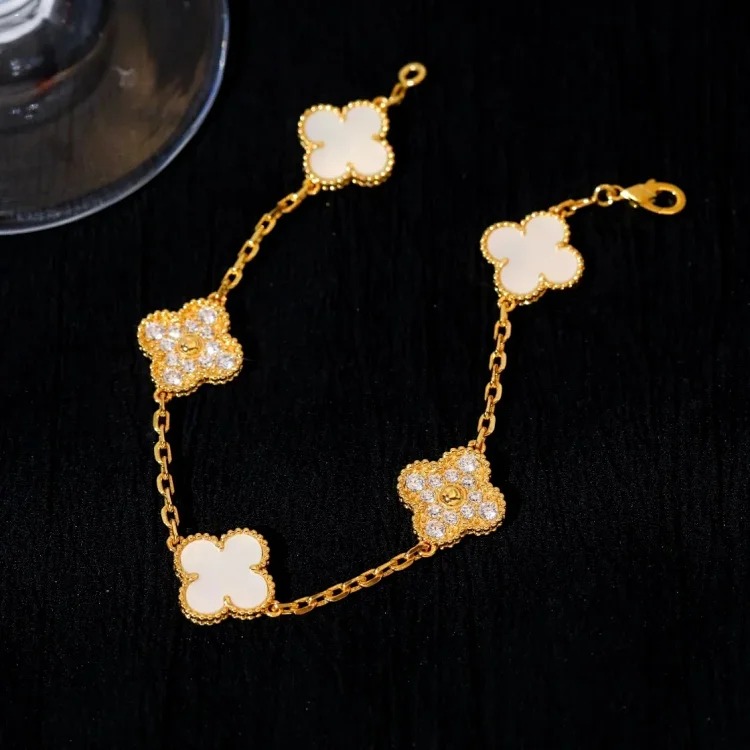 XXX-FKYB classic five-flowered diamond and white mother-of-pearl bracelet-3781