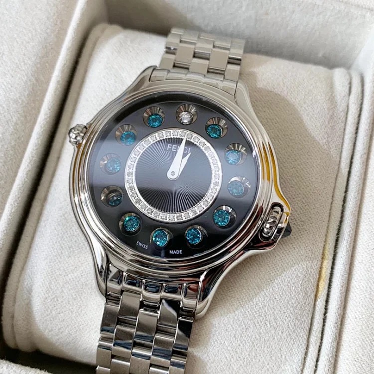Original single, real diamond, Fendi crazy carats series women's watch, unique rolling jewelry design, a set of 7 different gemstones with beautiful color changes