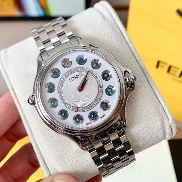 Original single, real diamond, Fendi crazy carats series women's watch, unique rolling jewelry design, a set of 7 different gemstones with beautiful color changes