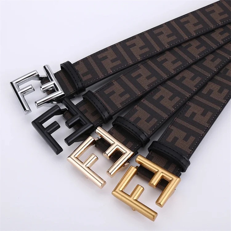 Double belt, versatile men's genuine leather Fencordi student FF , casual and durable Internet celebrity belt, new style