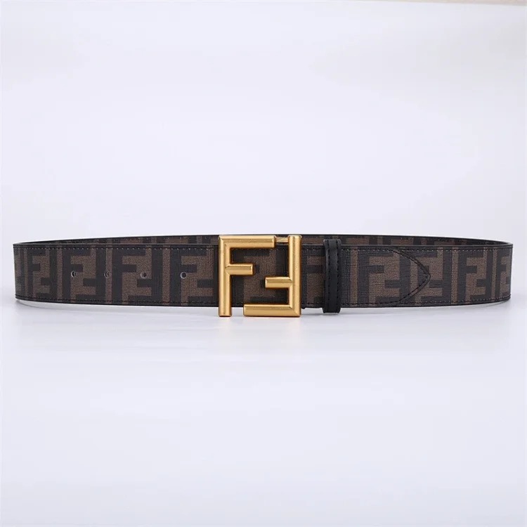 Double belt, versatile men's genuine leather Fencordi student FF , casual and durable Internet celebrity belt, new style