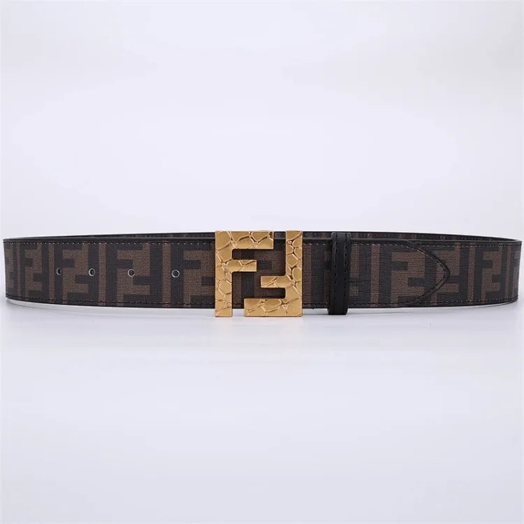 Double belt, versatile men's genuine leather Fencordi student FF , casual and durable Internet celebrity belt, new style