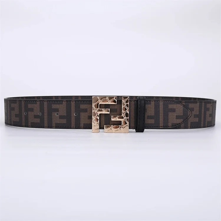 Double belt, versatile men's genuine leather Fencordi student FF , casual and durable Internet celebrity belt, new style