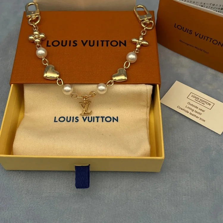 XXX-LYWD metal chain embellished with letter flower heart-shaped pearl bracelet-3886