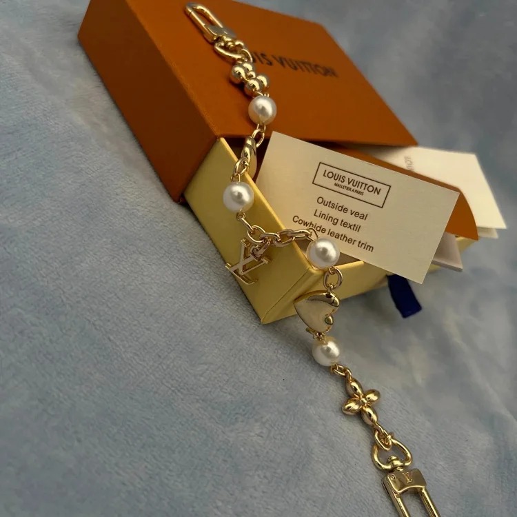 XXX-LYWD metal chain embellished with letter flower heart-shaped pearl bracelet-3886