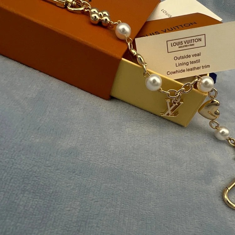 XXX-LYWD metal chain embellished with letter flower heart-shaped pearl bracelet-3886