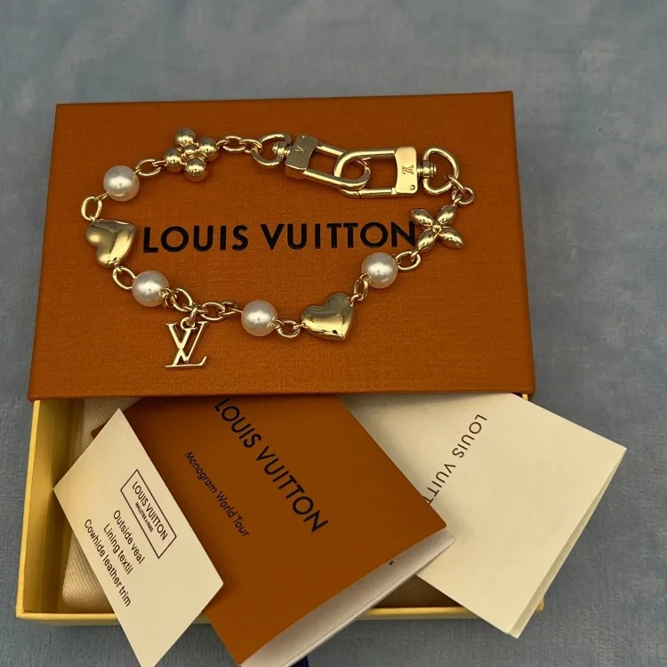 XXX-LYWD metal chain embellished with letter flower heart-shaped pearl bracelet-3886