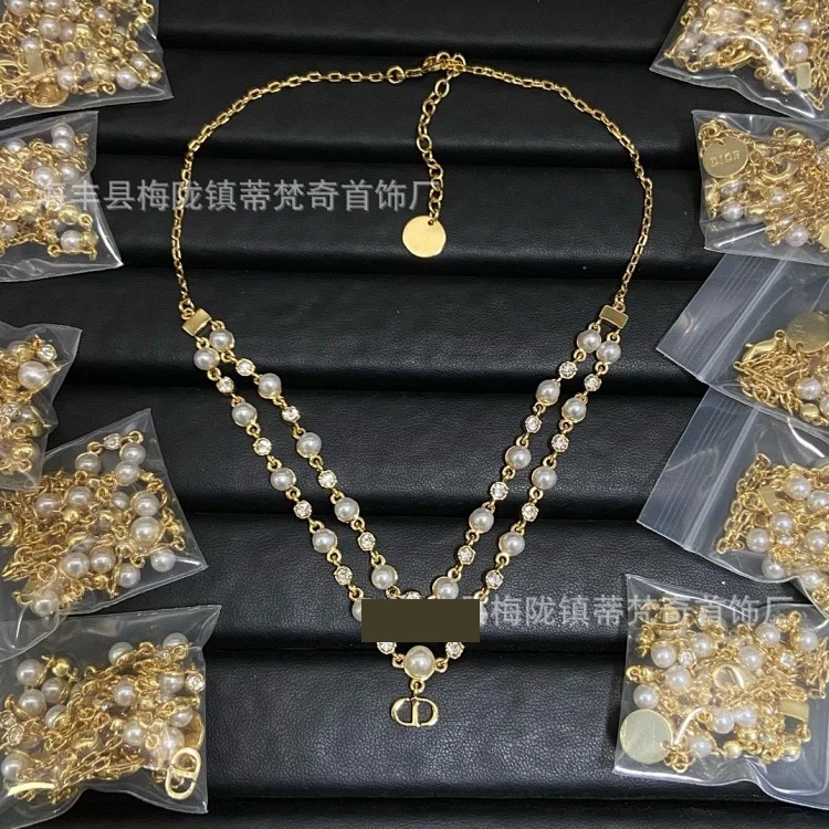 Djia/Dijia small fresh light luxury high-end fashion CD necklace bracelet small pearl women's celebrity temperament wholesale