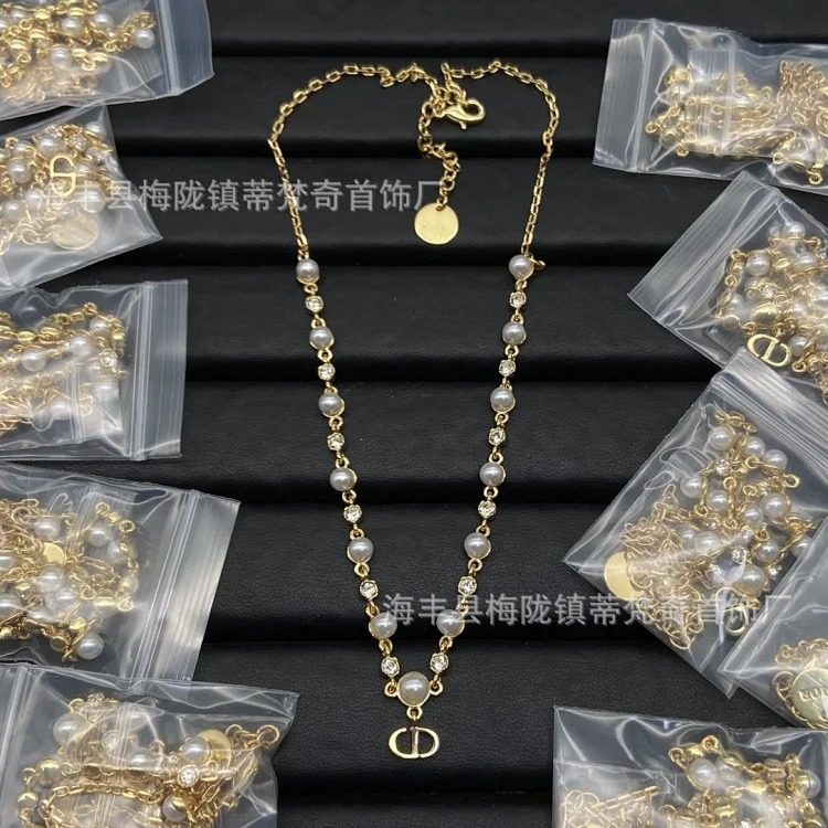 Djia/Dijia small fresh light luxury high-end fashion CD necklace bracelet small pearl women's celebrity temperament wholesale