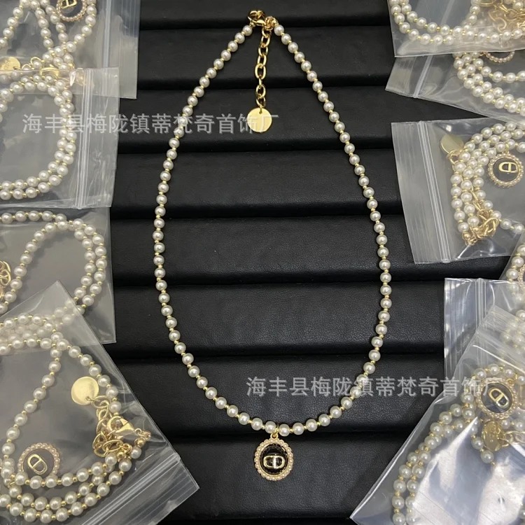 Djia/Dijia small fresh light luxury high-end fashion CD necklace bracelet small pearl women's celebrity temperament wholesale