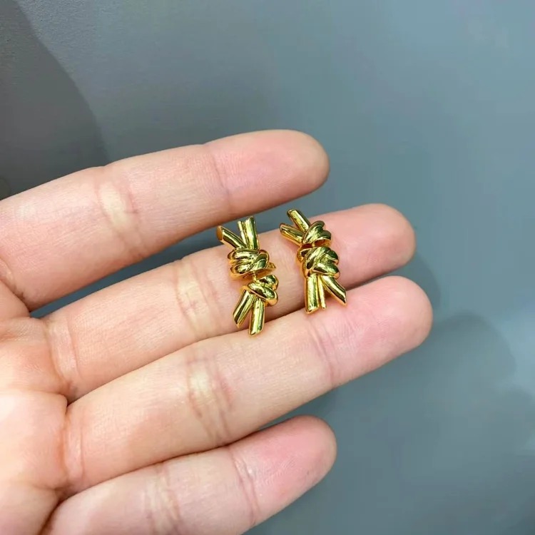 European and American BV style personalized rope earrings cold style design pastoral style earrings 25 early spring versatile women's earrings