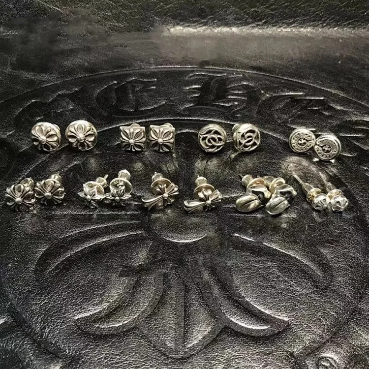 Chrome Hearts High of Chaoxuan Croix Heart Cross Earrings, new men's and women's retro fashion personalized earrings, Handu jewelry
