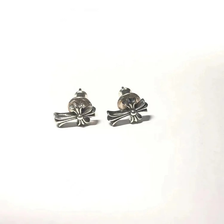 Chrome Hearts High of Chaoxuan Croix Heart Cross Earrings, new men's and women's retro fashion personalized earrings, Handu jewelry