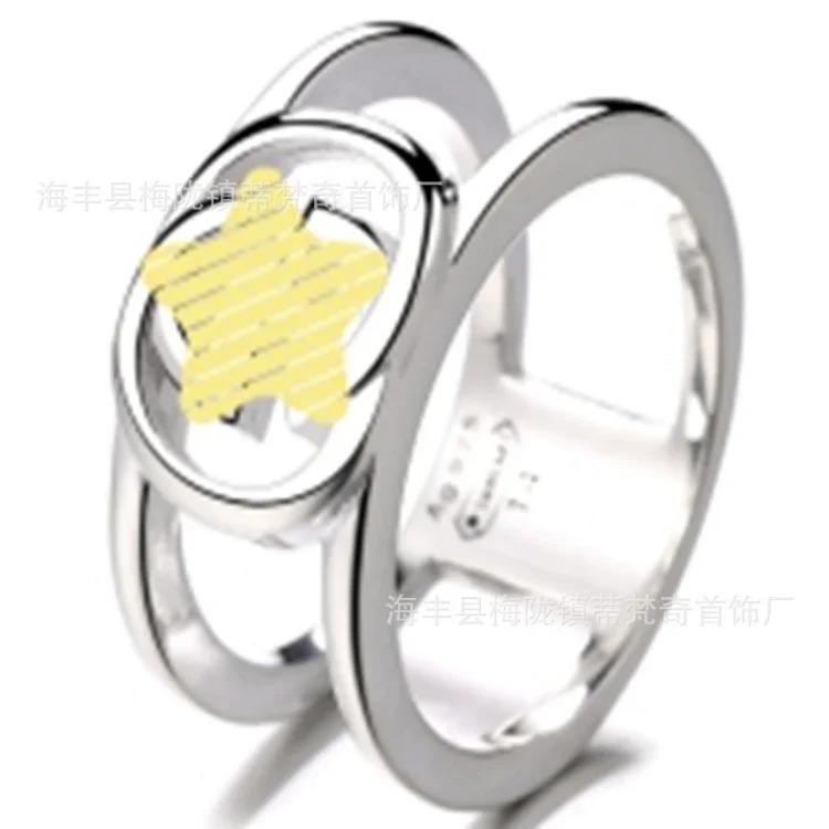 Gucci High of Gujia ring, retro aged white copper double G ring, male and female couple pair ring, G Chijia Daisy Elf