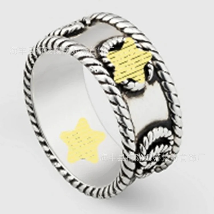 Gucci High of Gujia ring, retro aged white copper double G ring, male and female couple pair ring, G Chijia Daisy Elf