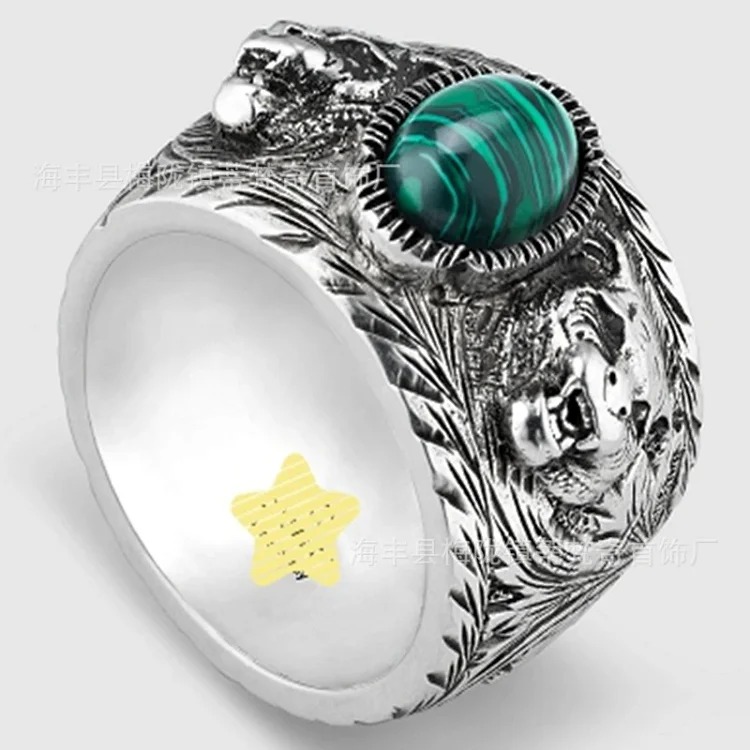 Gucci High of Gujia ring, retro aged white copper double G ring, male and female couple pair ring, G Chijia Daisy Elf