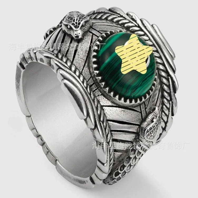 Gucci High of Gujia ring, retro aged white copper double G ring, male and female couple pair ring, G Chijia Daisy Elf