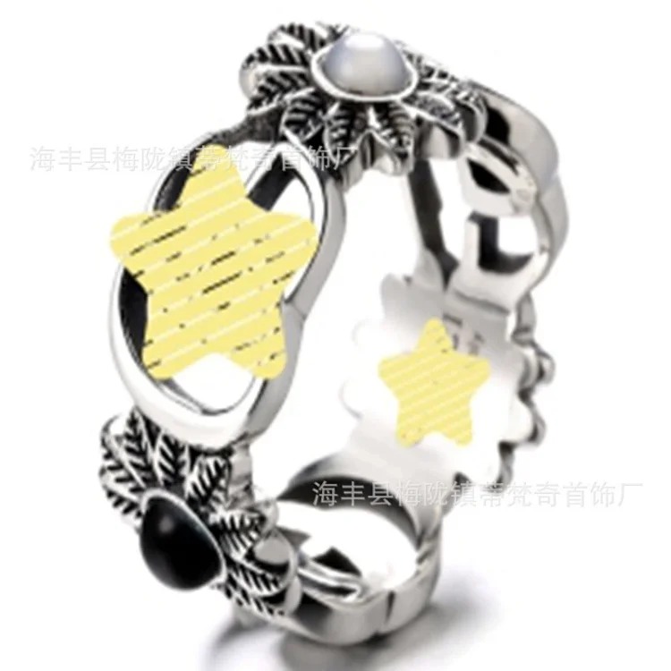 Gucci High of Gujia ring, retro aged white copper double G ring, male and female couple pair ring, G Chijia Daisy Elf