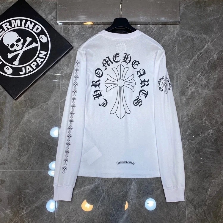Chrome Hearts RF. Cross-border trendy brand Chrome Heart popular long-sleeved T-shirt pure cotton men and women loose ready stock wholesale image 3