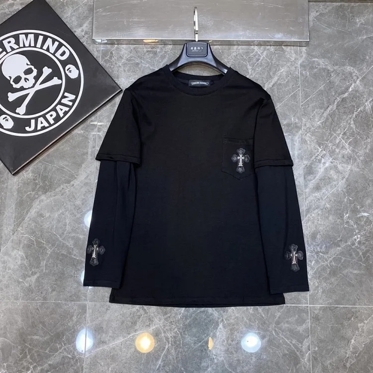 Chrome Hearts RF. Cross-border trendy brand Chrome Heart popular long-sleeved T-shirt pure cotton men and women loose ready stock wholesale image 6