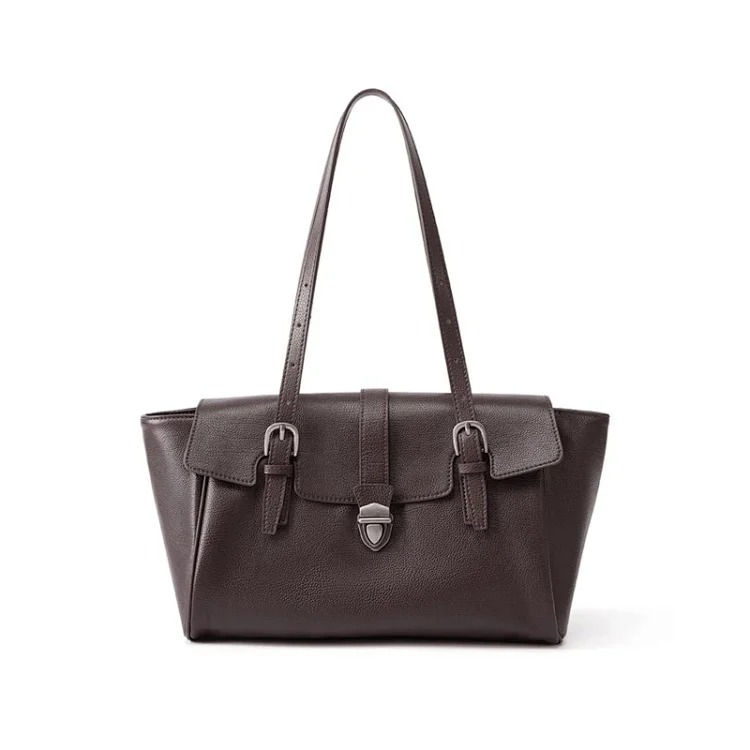 Briefcase black new niche women's handbag tote genuine leather high-end large-capacity commuter shoulder bag