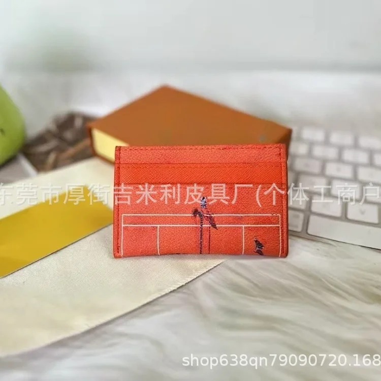 2025 new popular original leather passport holder wallet card bag printed short half-fold thin business wallet wallet image 2