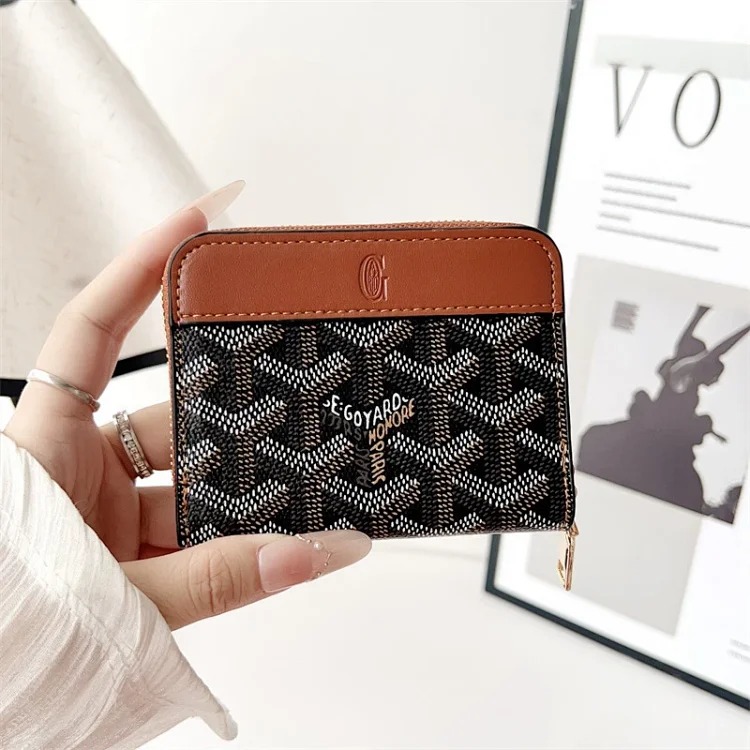 New dog tooth leather zipper card ID storage bag coin purse ID card bank card card bag universal style image 3