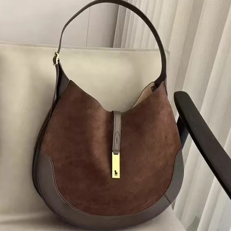 Raff POLO Zheng Xiujing's same style croissant bag 2025 new suede armpit bag single shoulder large capacity crossbody bag