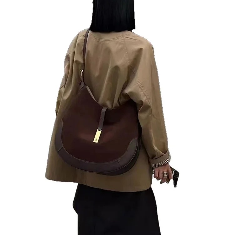Raff POLO Zheng Xiujing's same style croissant bag 2025 new suede armpit bag single shoulder large capacity crossbody bag