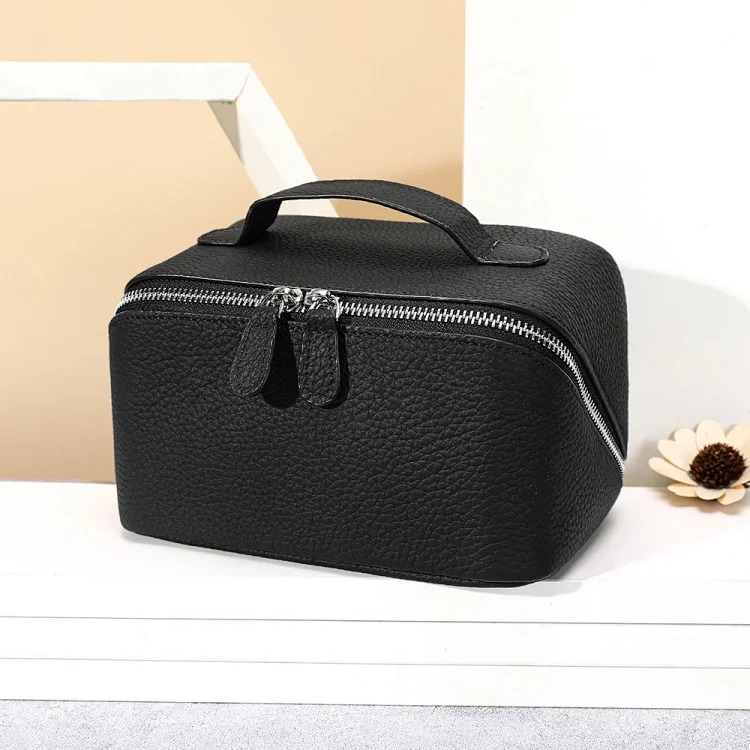 Casual and versatile women's storage toiletry bag women's cosmetic bag multi-functional leather portable cosmetic bag