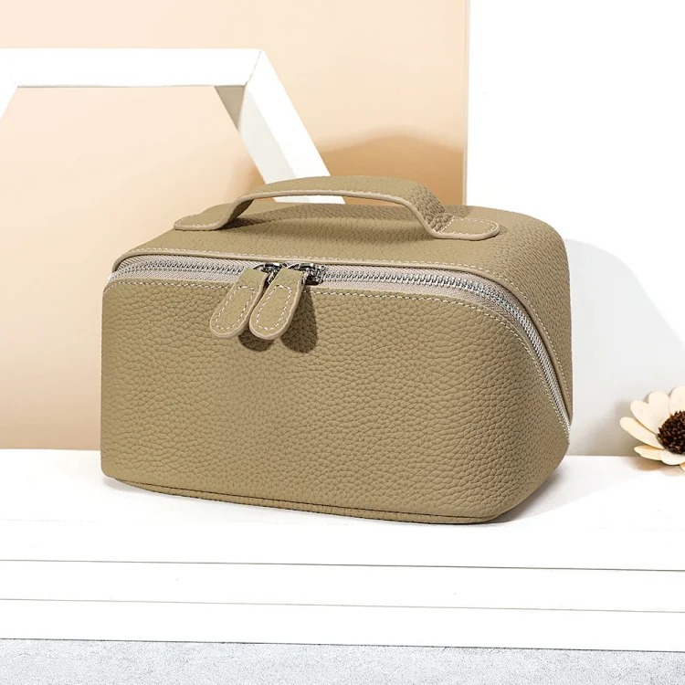 Casual and versatile women's storage toiletry bag women's cosmetic bag multi-functional leather portable cosmetic bag